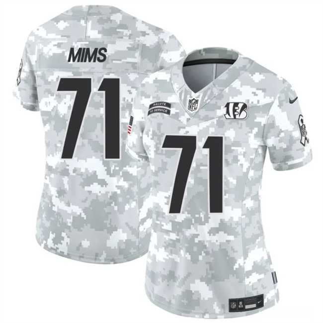 Women%27s Cincinnati Bengals #71 Amarius Mims 2024 F.U.S.E Arctic Camo Salute To Service Limited Stitched Jersey Dzhi